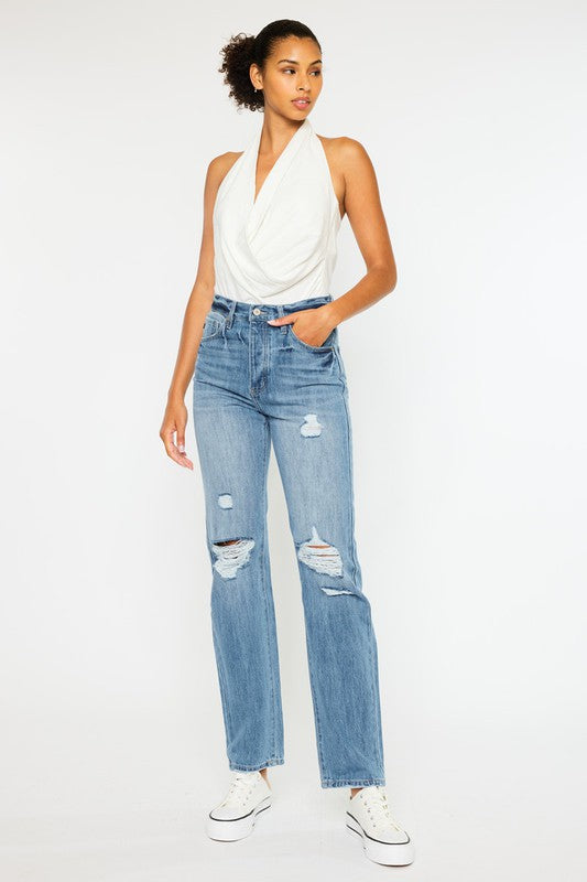 Kan Can Straight Leg Distressed Jean
