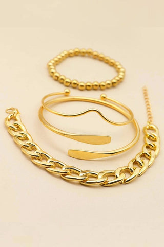 4 pc Gold Chain Bracelet Set