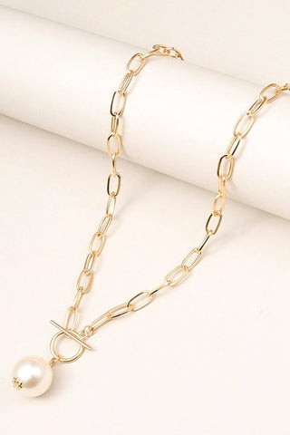 Pearl Pendant Chunky Chain Necklace