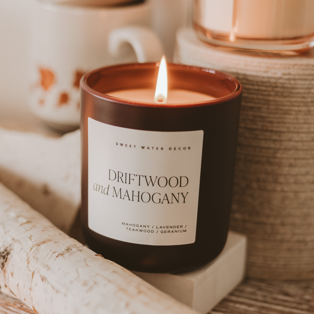 Driftwood and Mahogany 15 oz Candle, Matte Jar