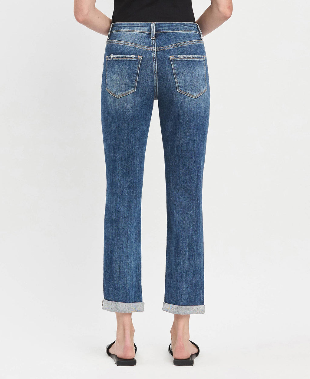 LOVERVET-HIGH RISE DOUBLE CUFFED BOYFRIEND JEANS