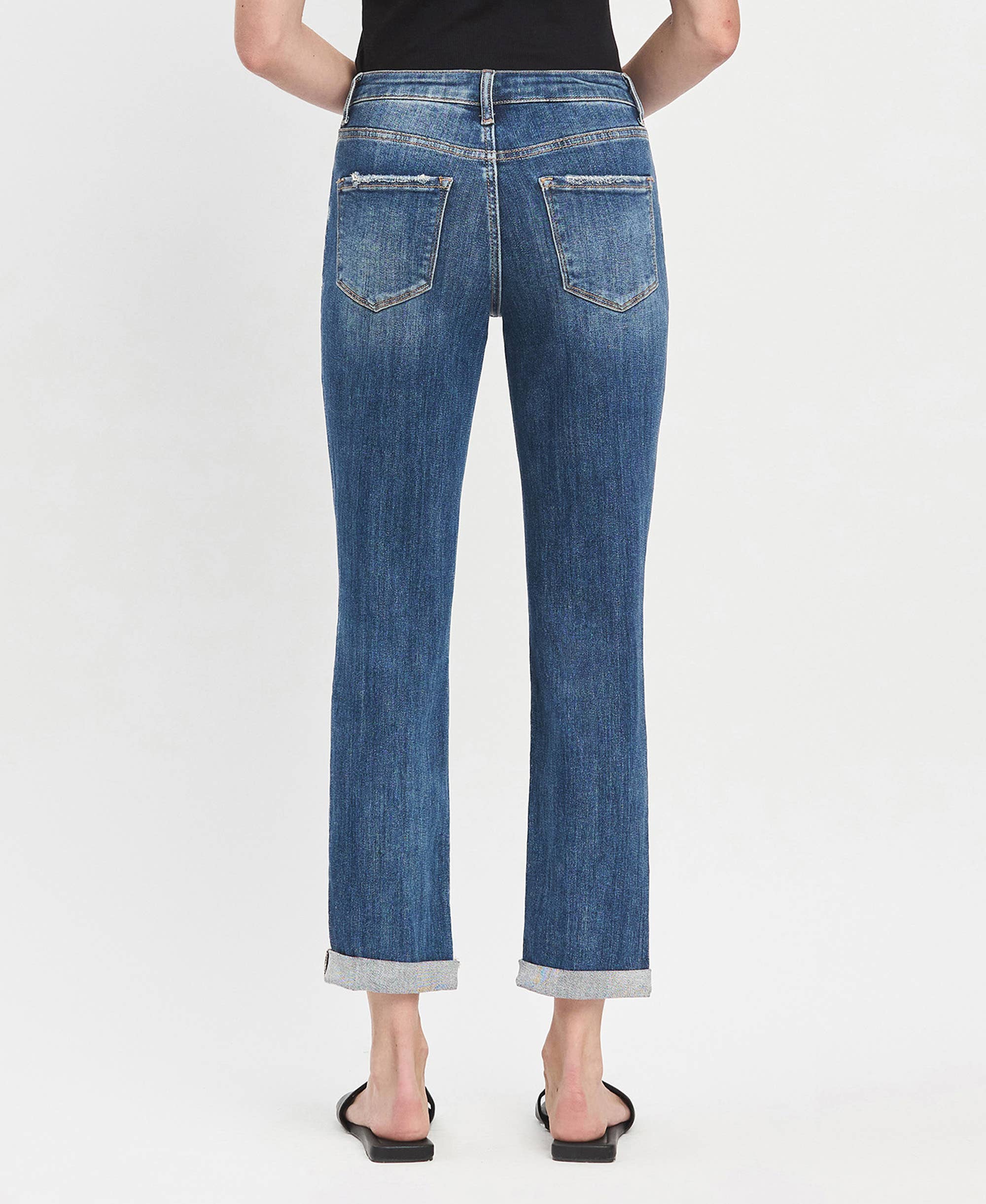 LOVERVET-HIGH RISE DOUBLE CUFFED BOYFRIEND JEANS
