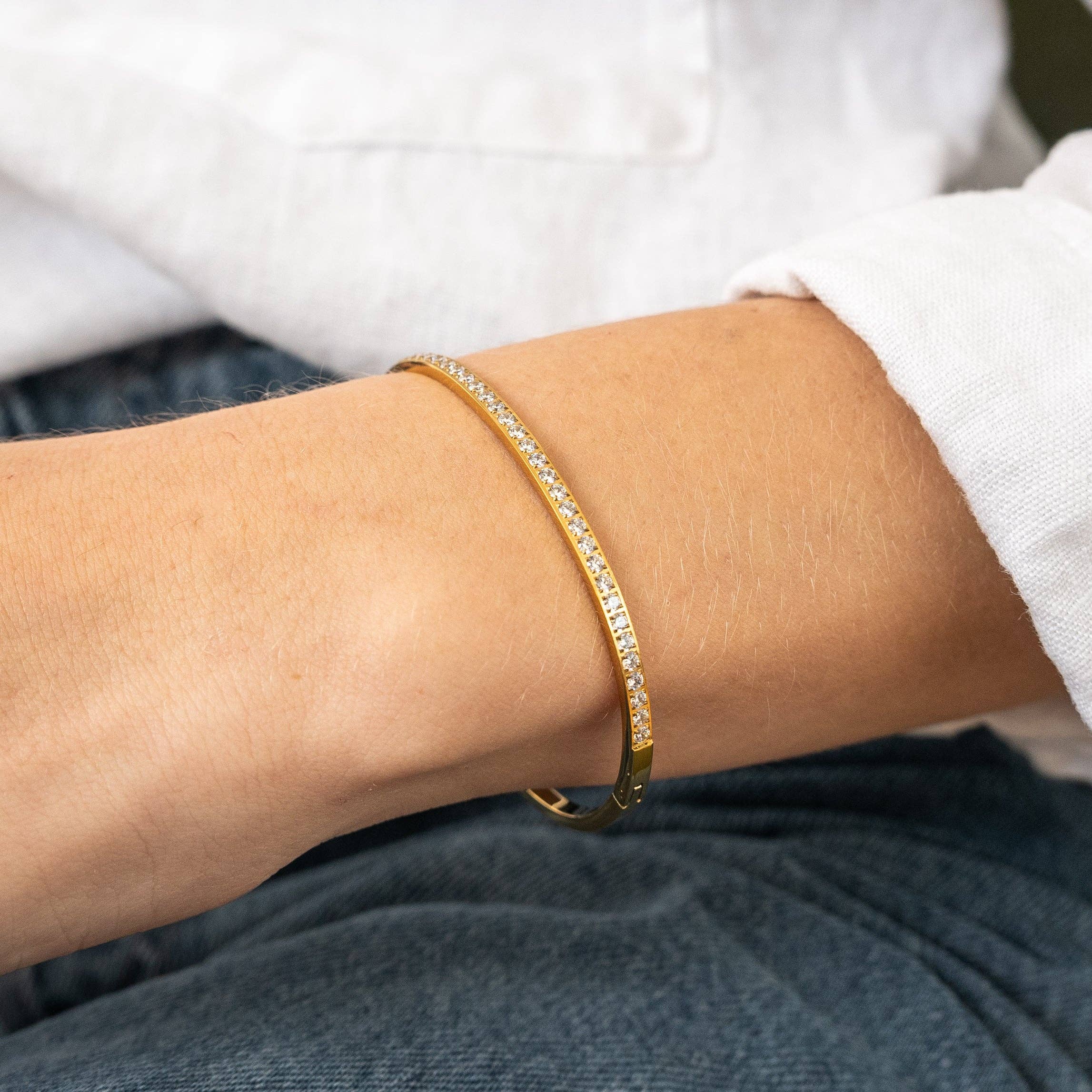 B. Grands Waterproof Gold Lined Tennis Bangle