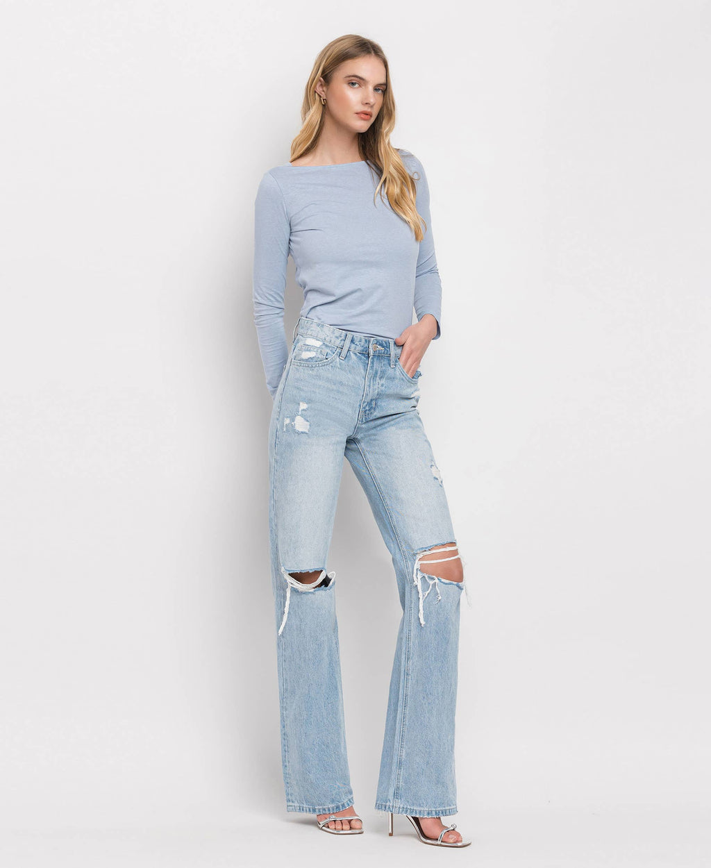 VERVET-90'S VINTAGE SUPER HIGH RISE FLARE JEANS