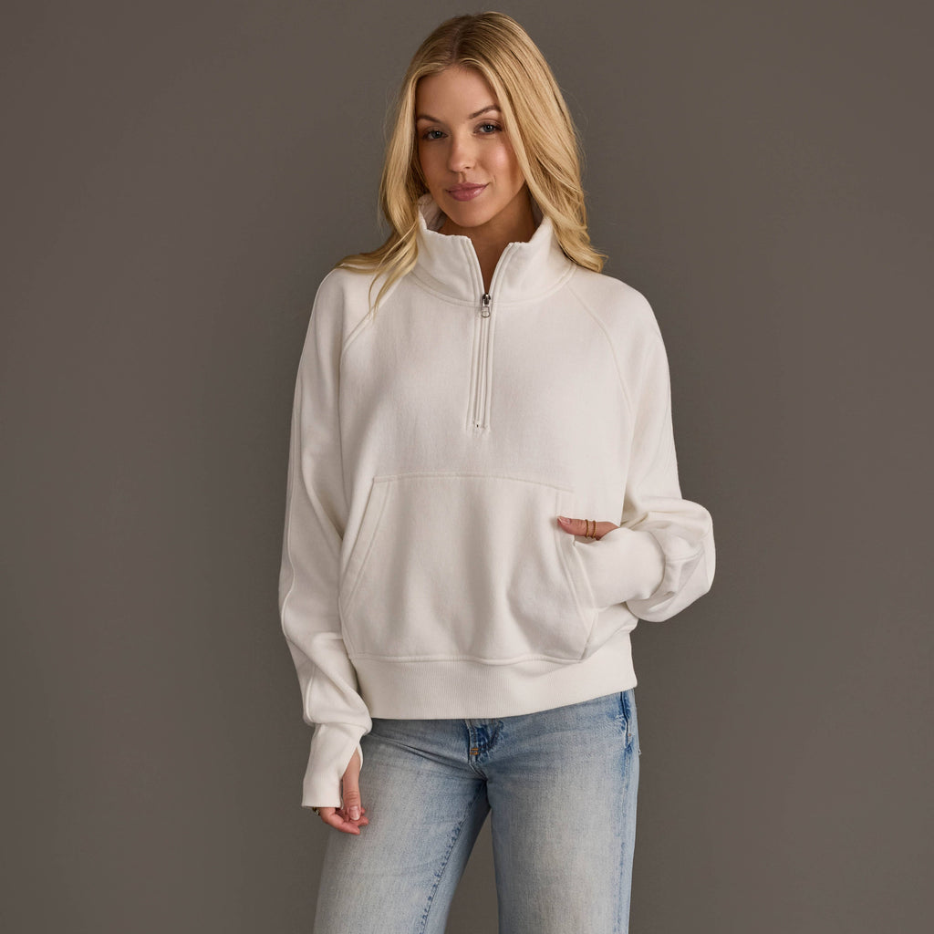 White Quarter Zip Sweatshirt