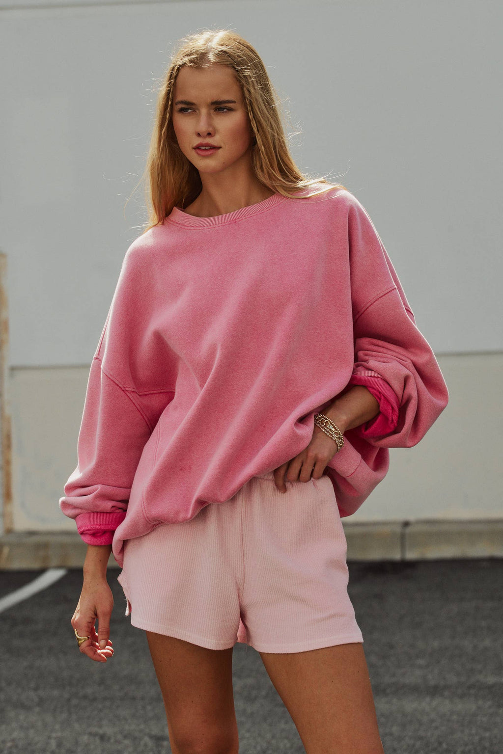 Crew Neck Comfort Washed  Sweatshirt