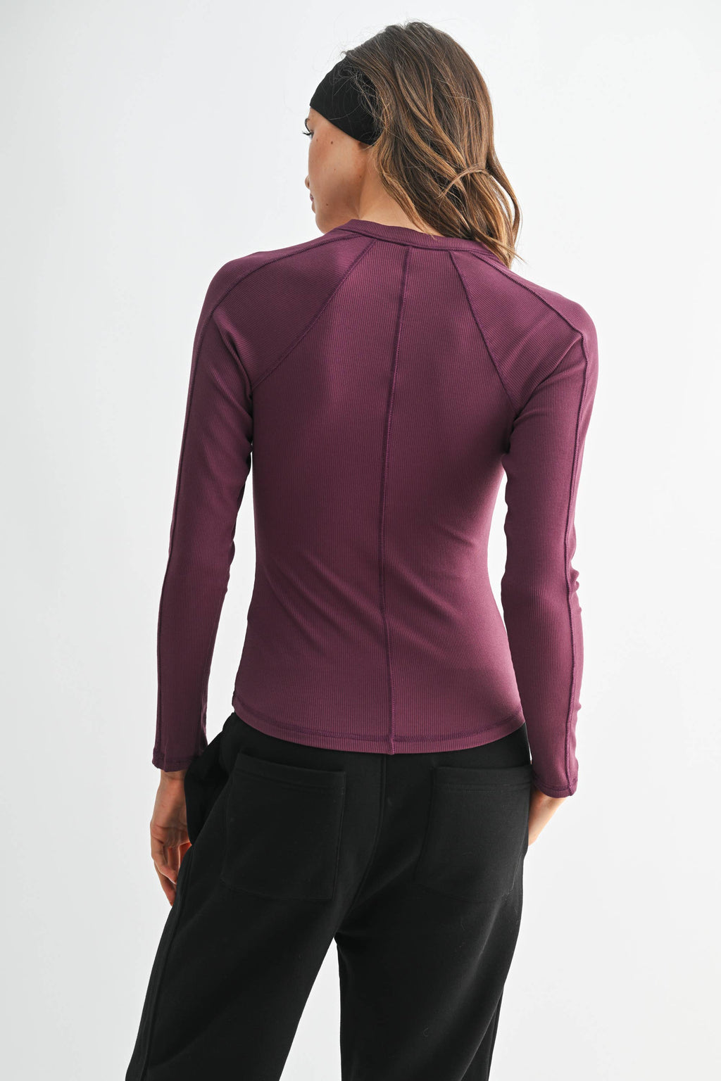 Essential Long-Sleeved Micro-Ribbed Henley Top
