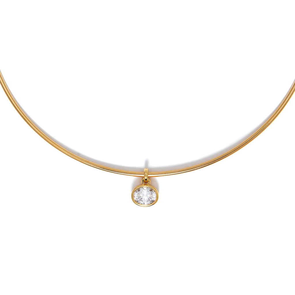 B. Grands 18K Gold Oval Crystal Collar Necklace