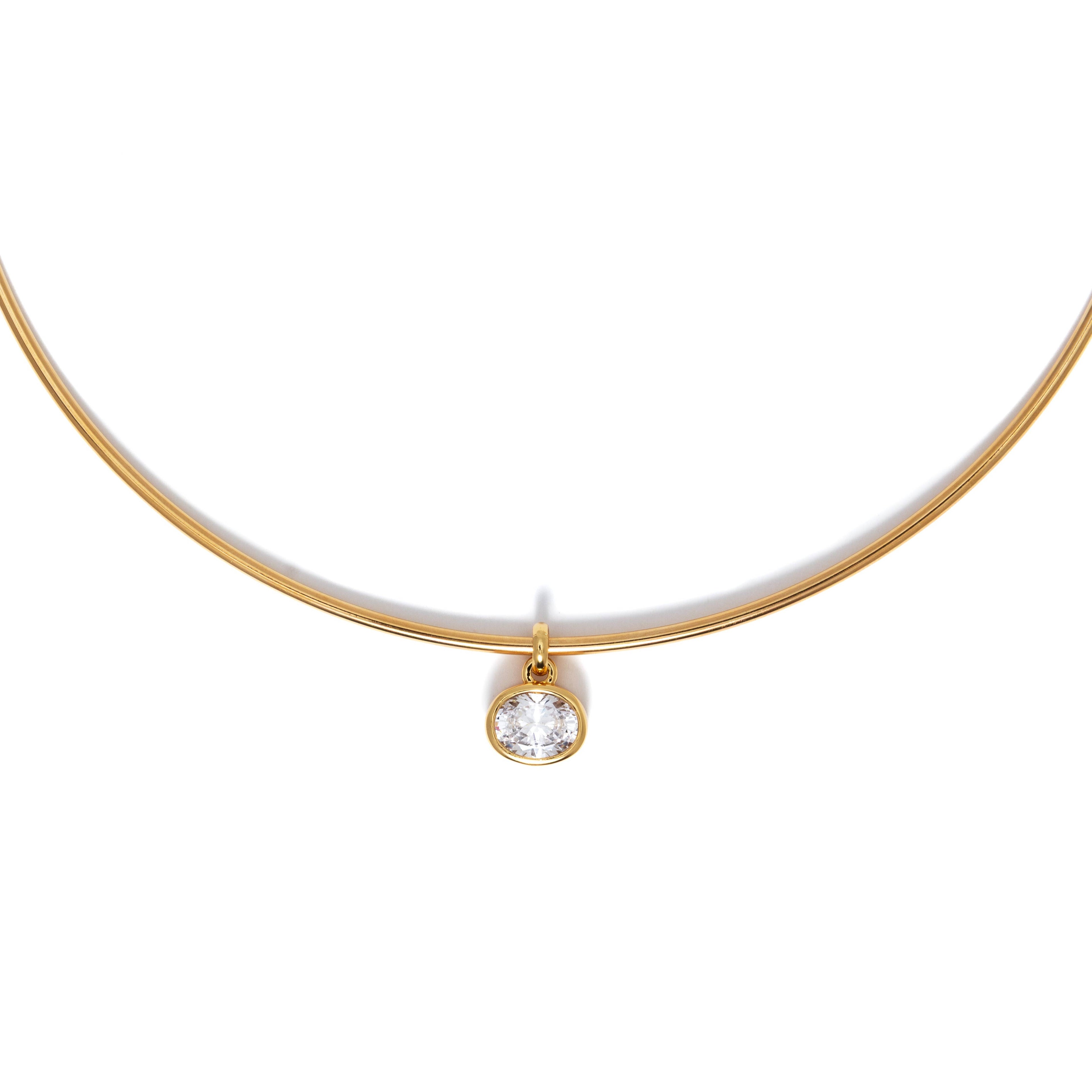 B. Grands 18K Gold Oval Crystal Collar Necklace