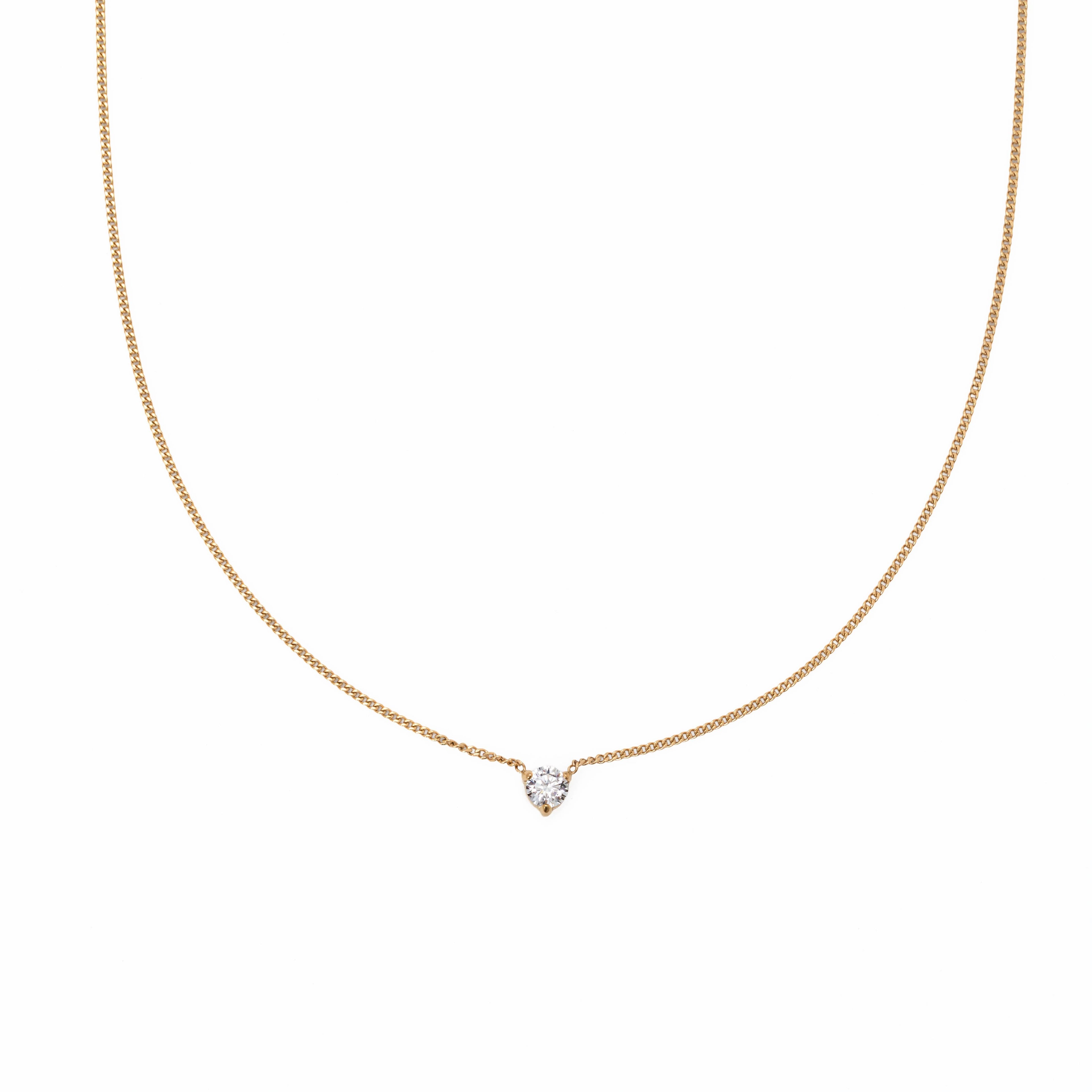 B. Grands Waterproof 4mm Round Brilliant 5A CZ Solitaire Necklace