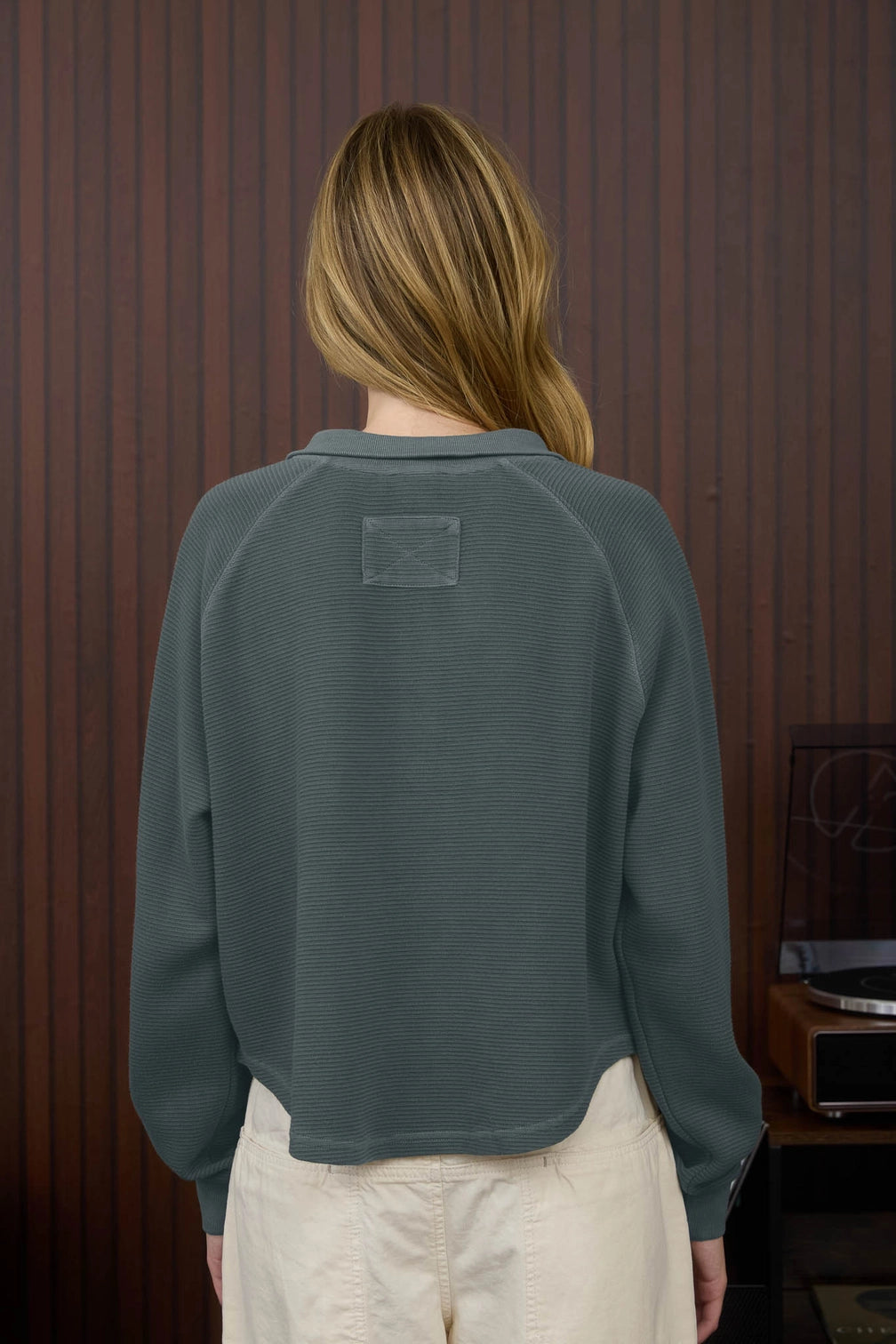 Mock Neck Half Snap Button Long Sleeve