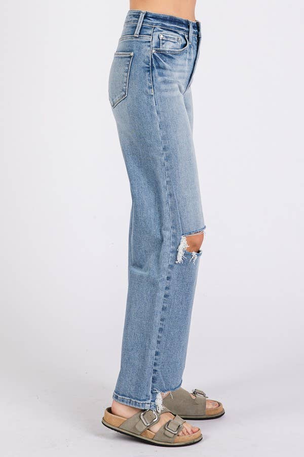 PETRA 153-HIGH RISE STRETCH W/ DESTROYED HEM