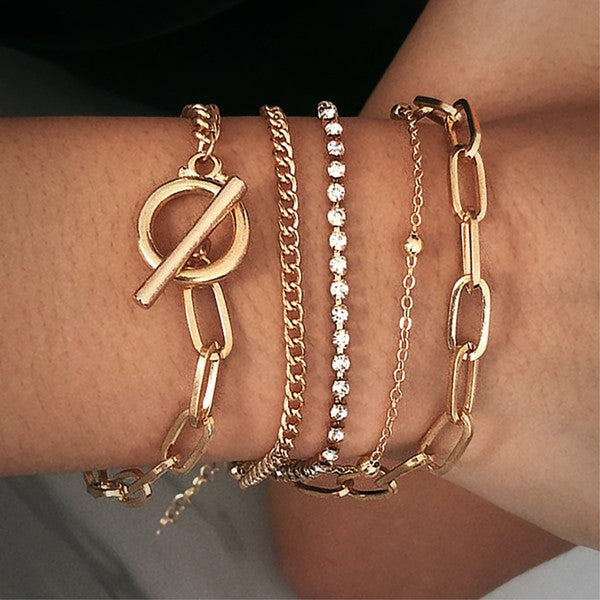 Layered Paperclip Bracelet Set