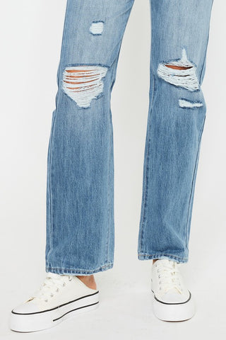 Kan Can Straight Leg Distressed Jean