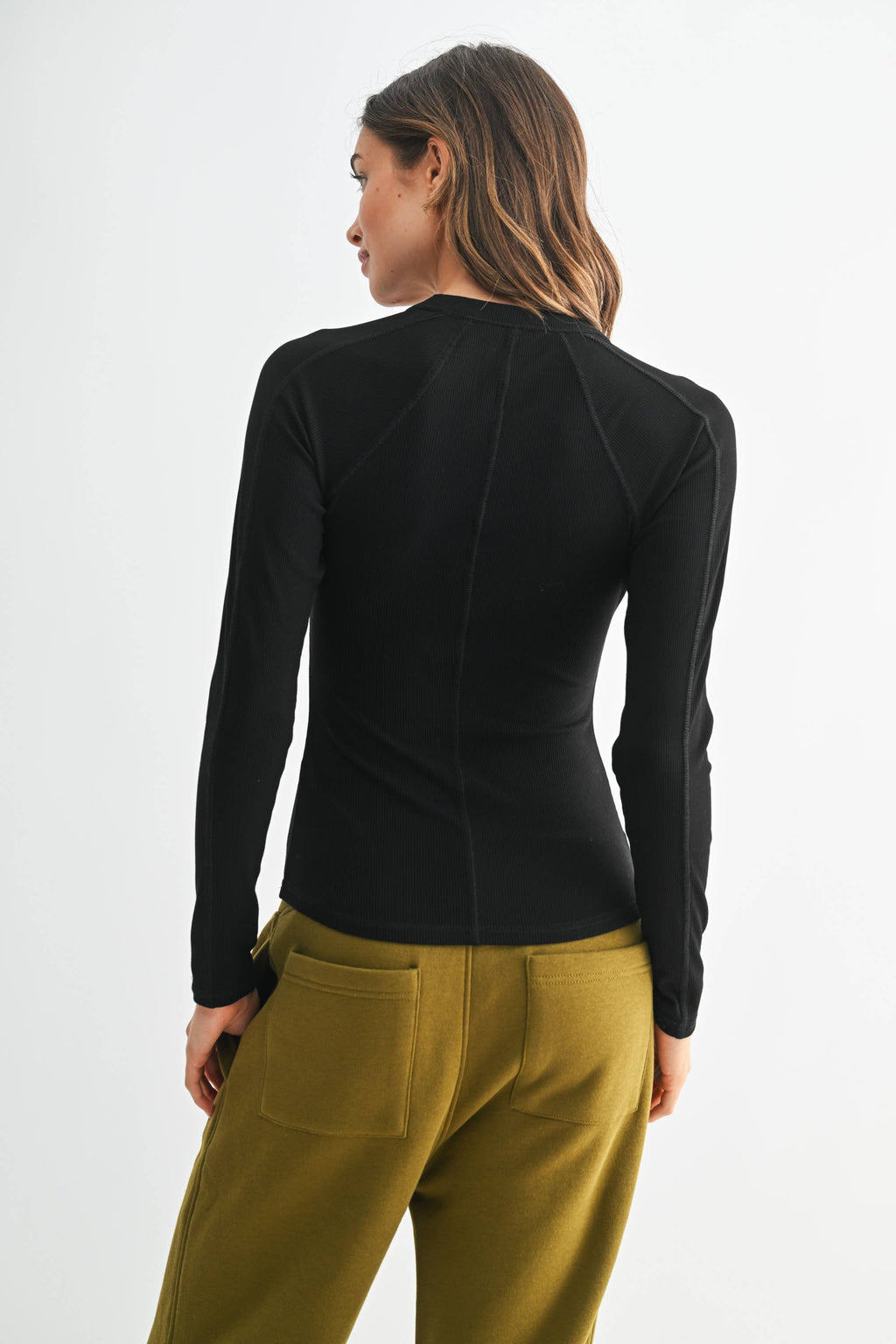 Essential Long-Sleeved Micro-Ribbed Henley Top