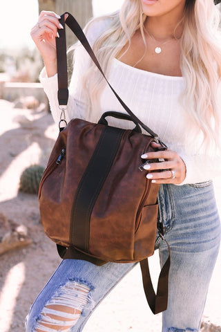 Retro Faux Leather Backpack