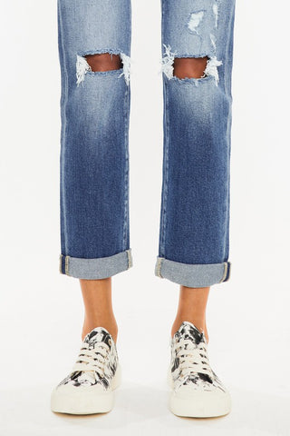 Kan Can Hem Detail Straight Jeans
