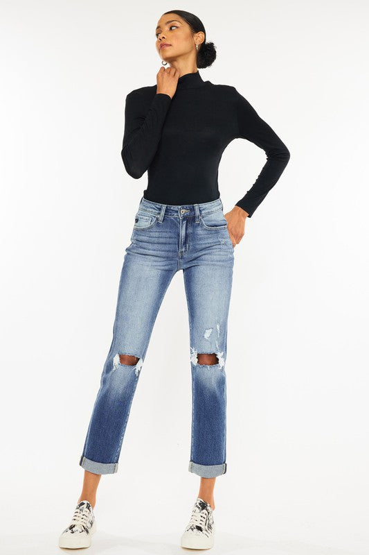 Kan Can Hem Detail Straight Jeans