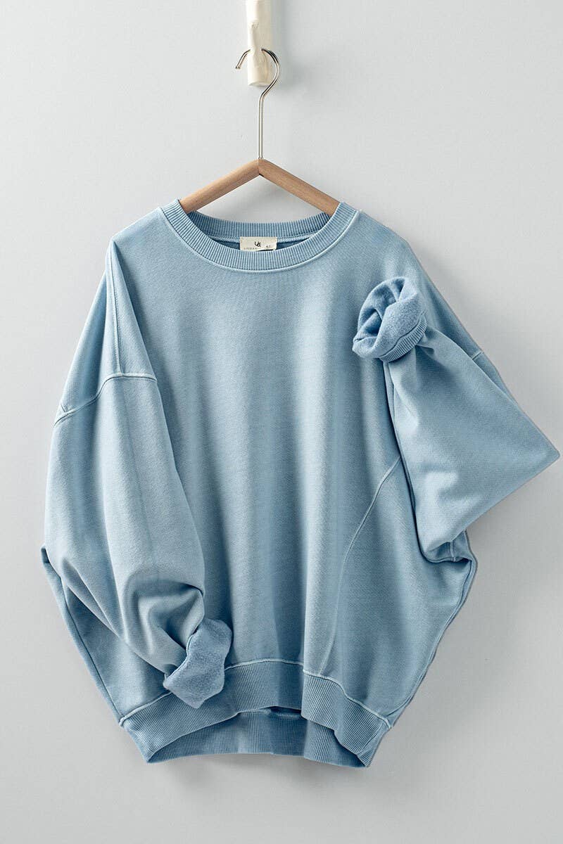 Crew Neck Comfort Washed  Sweatshirt