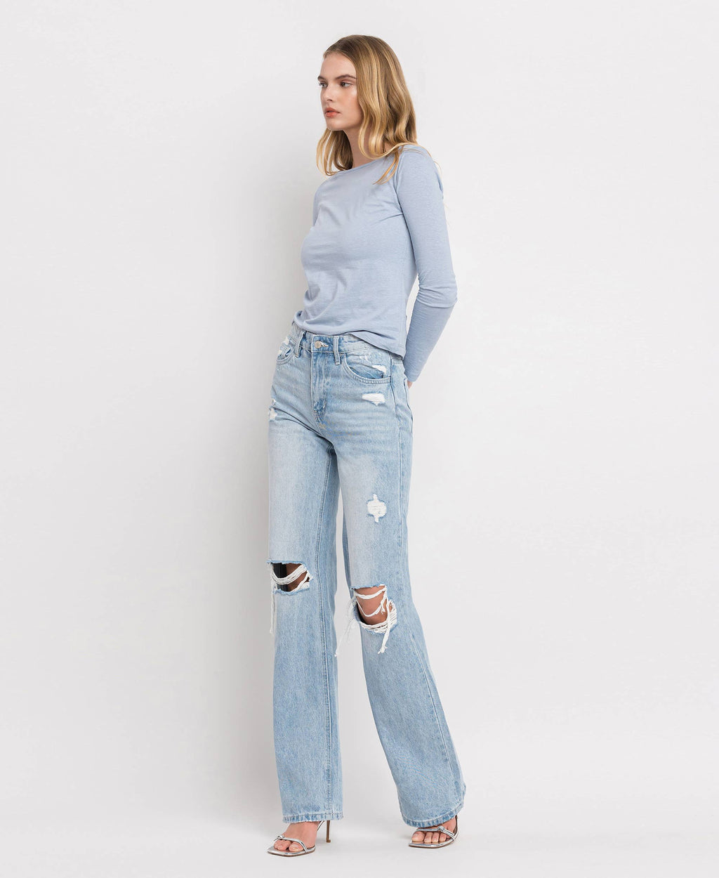 VERVET-90'S VINTAGE SUPER HIGH RISE FLARE JEANS