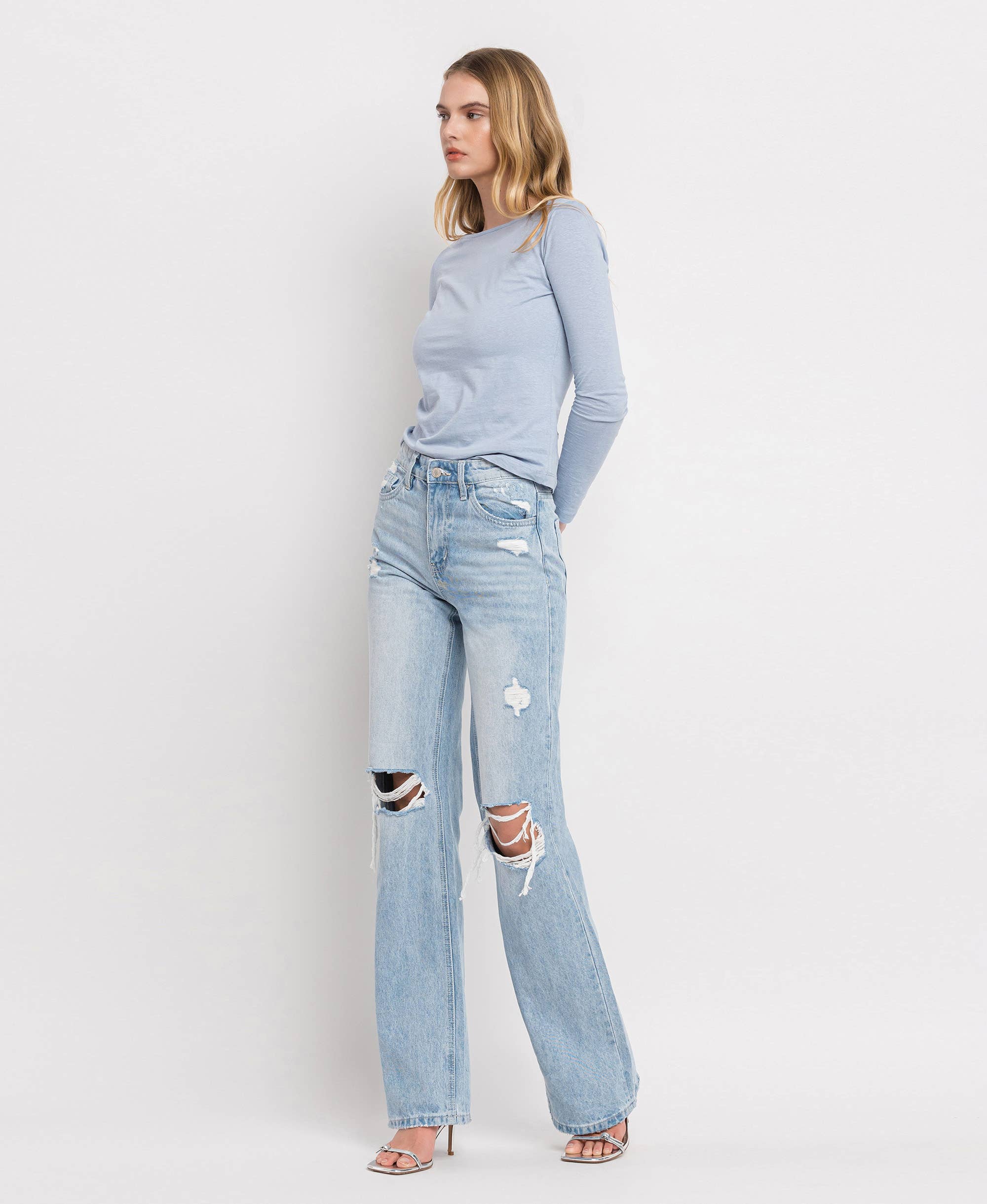 VERVET-90'S VINTAGE SUPER HIGH RISE FLARE JEANS