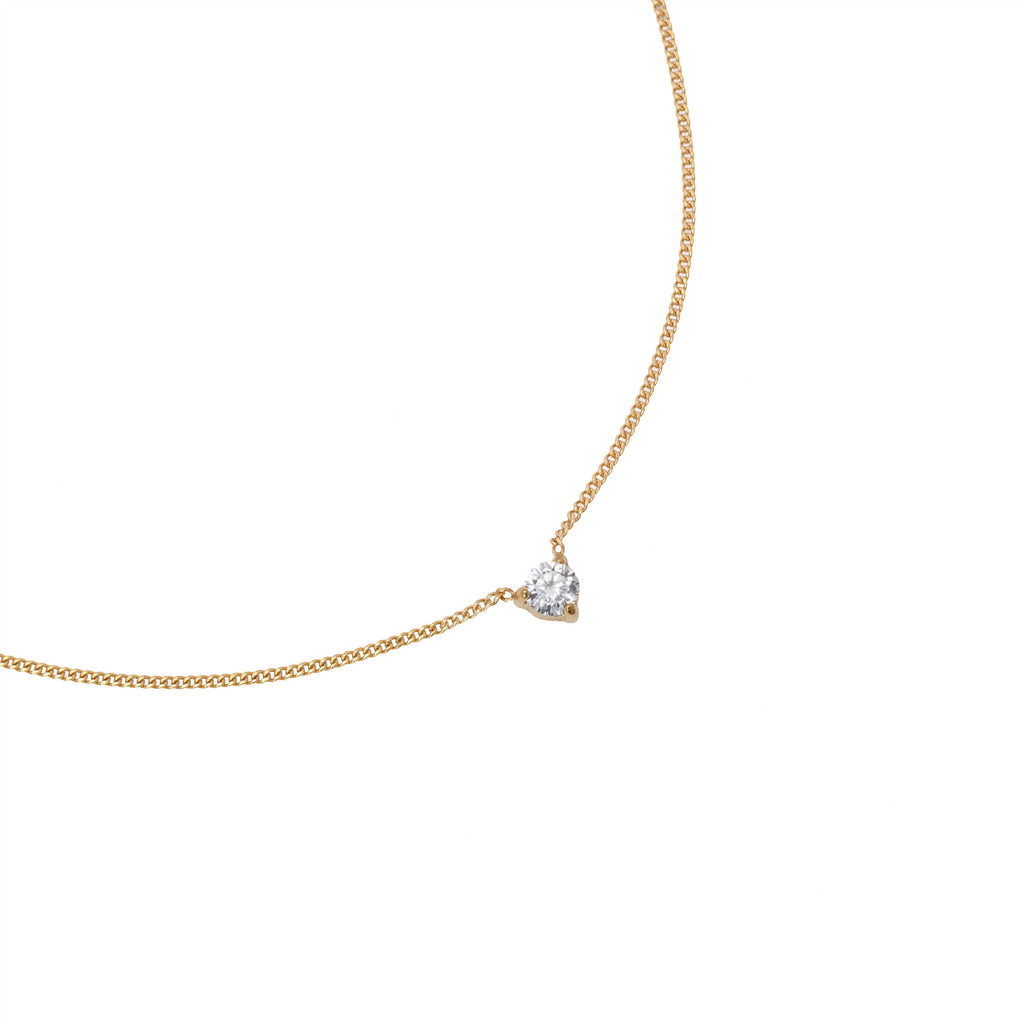 B. Grands Waterproof 4mm Round Brilliant 5A CZ Solitaire Necklace