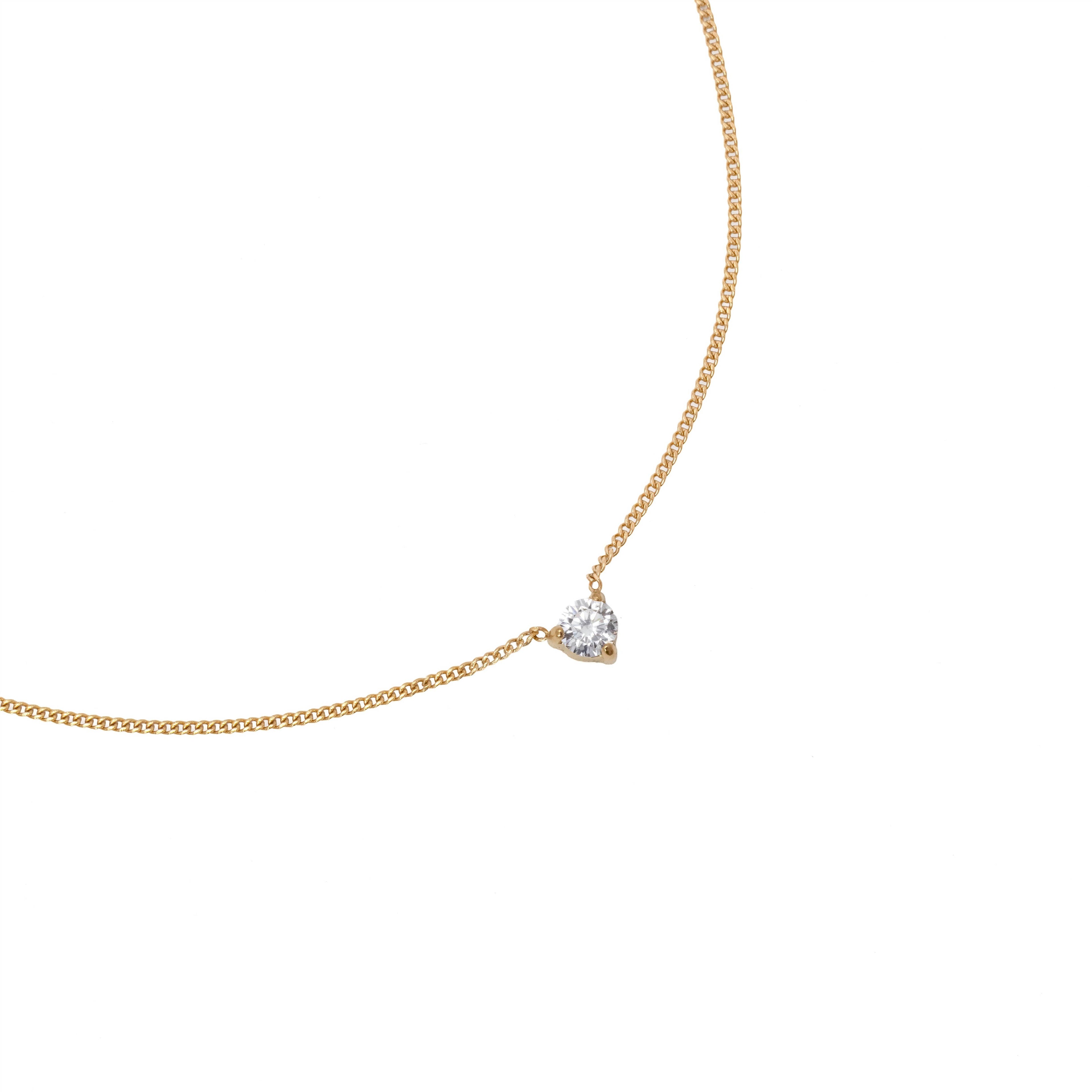 B. Grands Waterproof 4mm Round Brilliant 5A CZ Solitaire Necklace