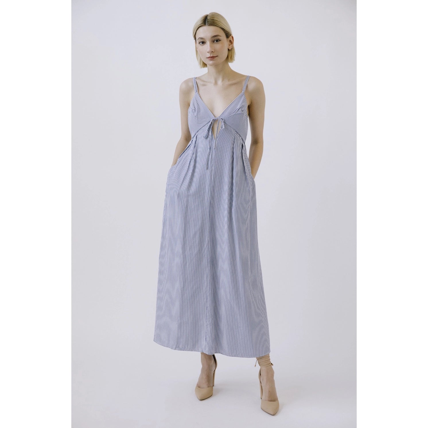 PINSTRIPE Slip Midi Dress