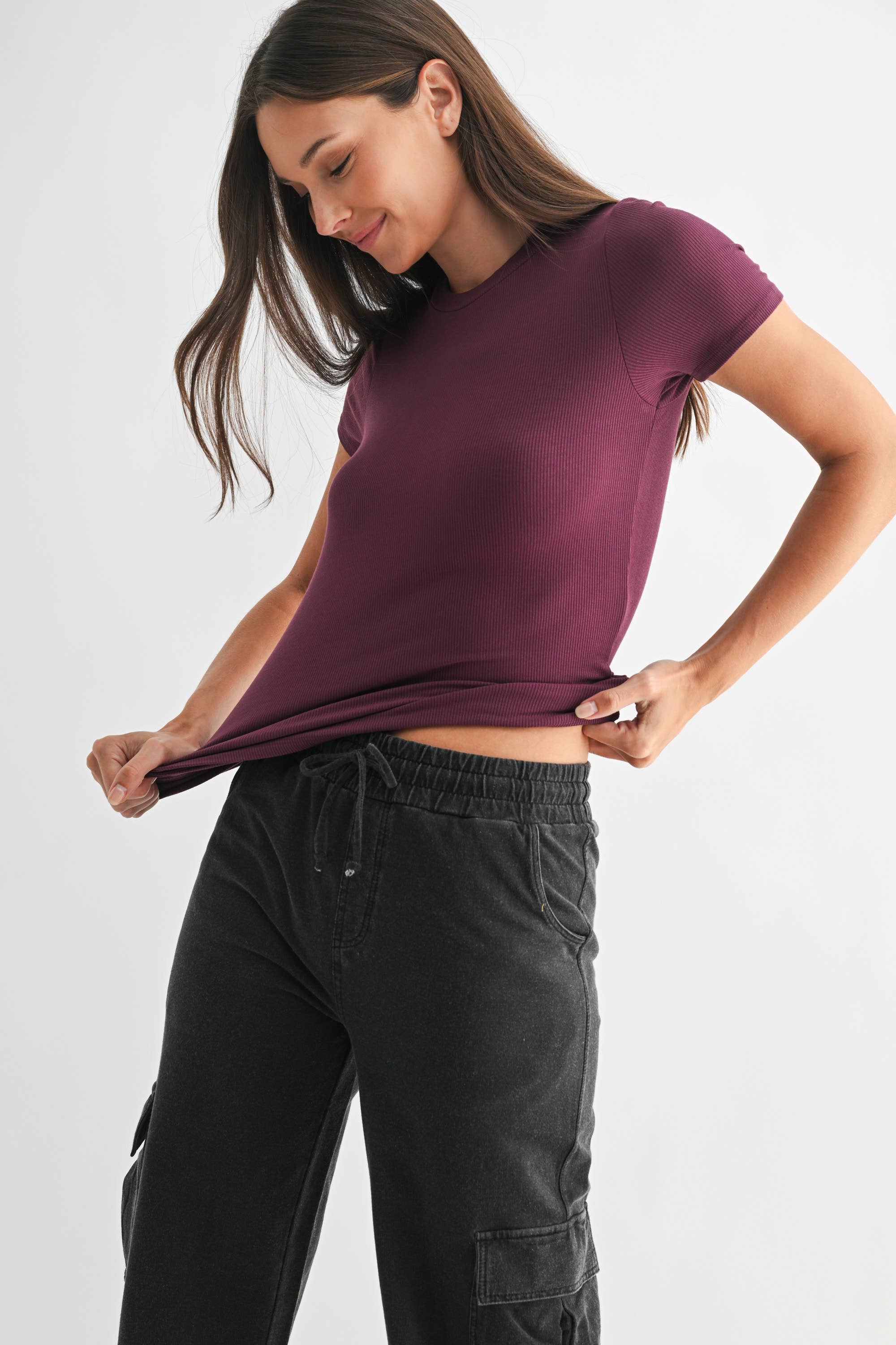Essential Short-Sleeved Micro-Ribbed Athleisure Top