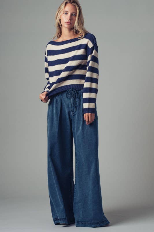 Striped Knit Crewneck Sweater