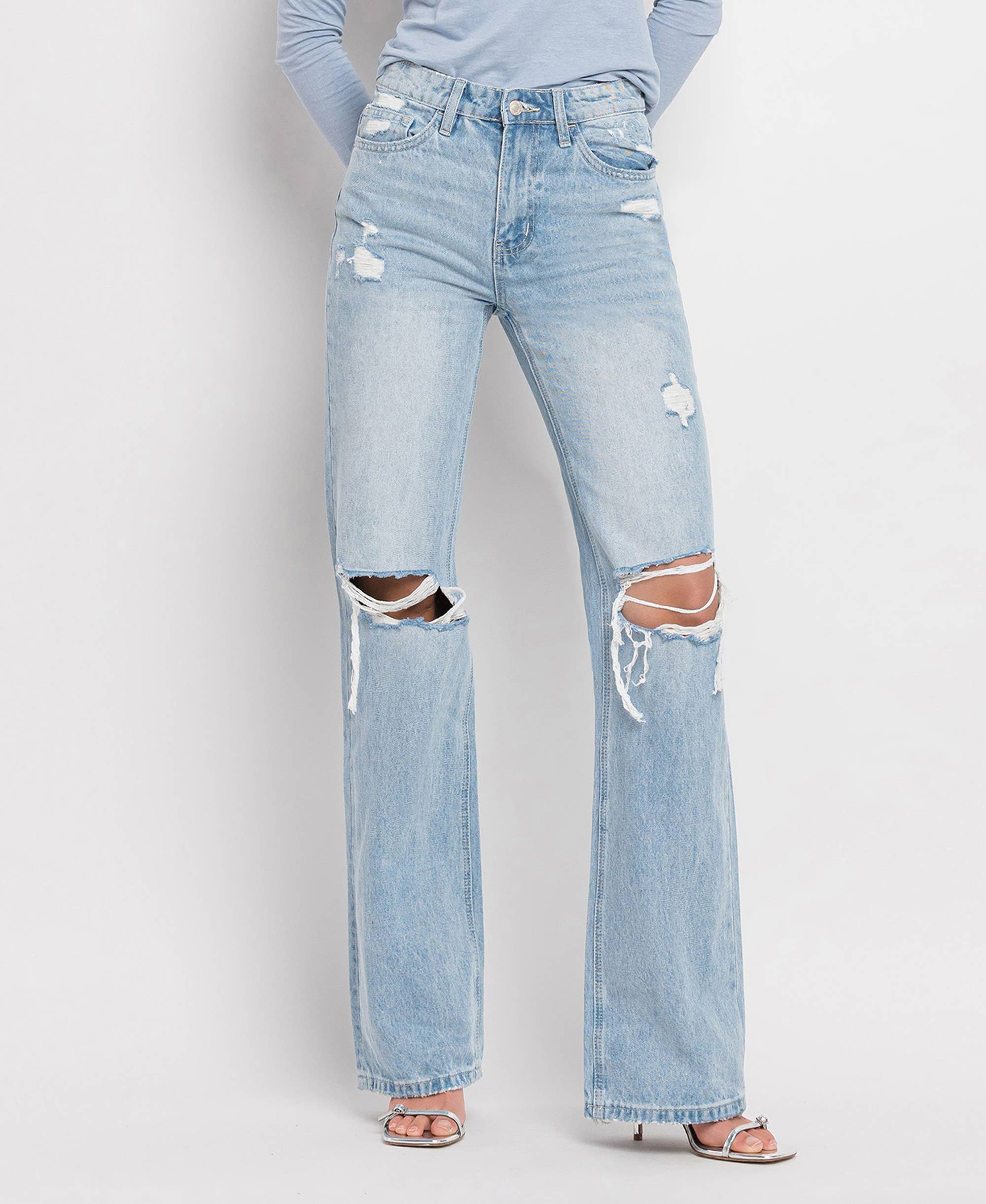 VERVET-90'S VINTAGE SUPER HIGH RISE FLARE JEANS
