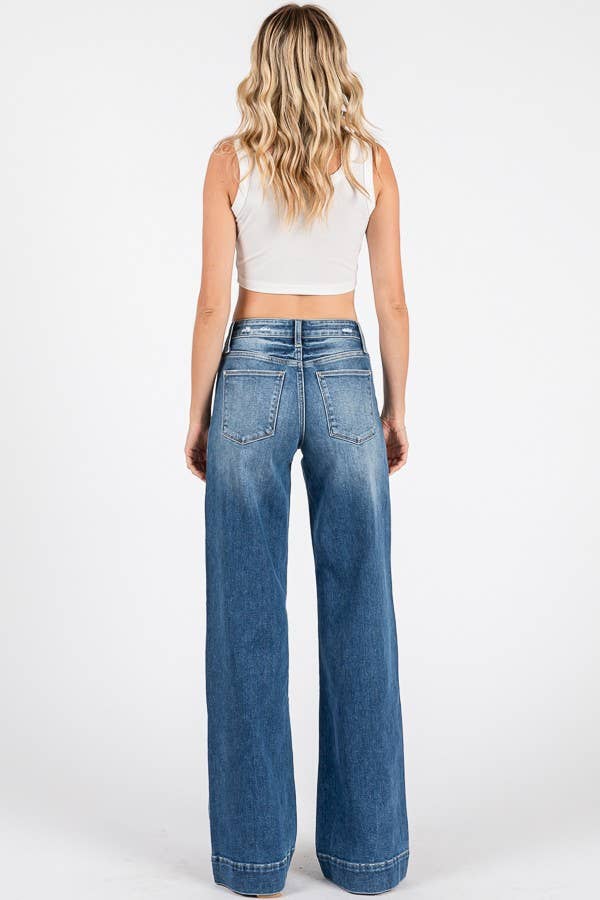 PETRA 153-MID RISE STRETCH TROUSER WIDE LEG JEANS