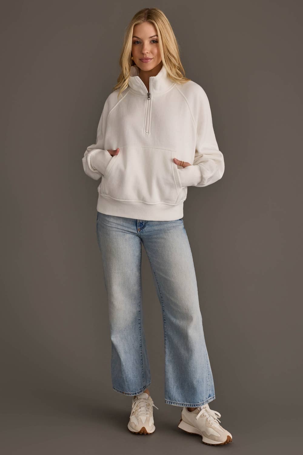 White Quarter Zip Sweatshirt