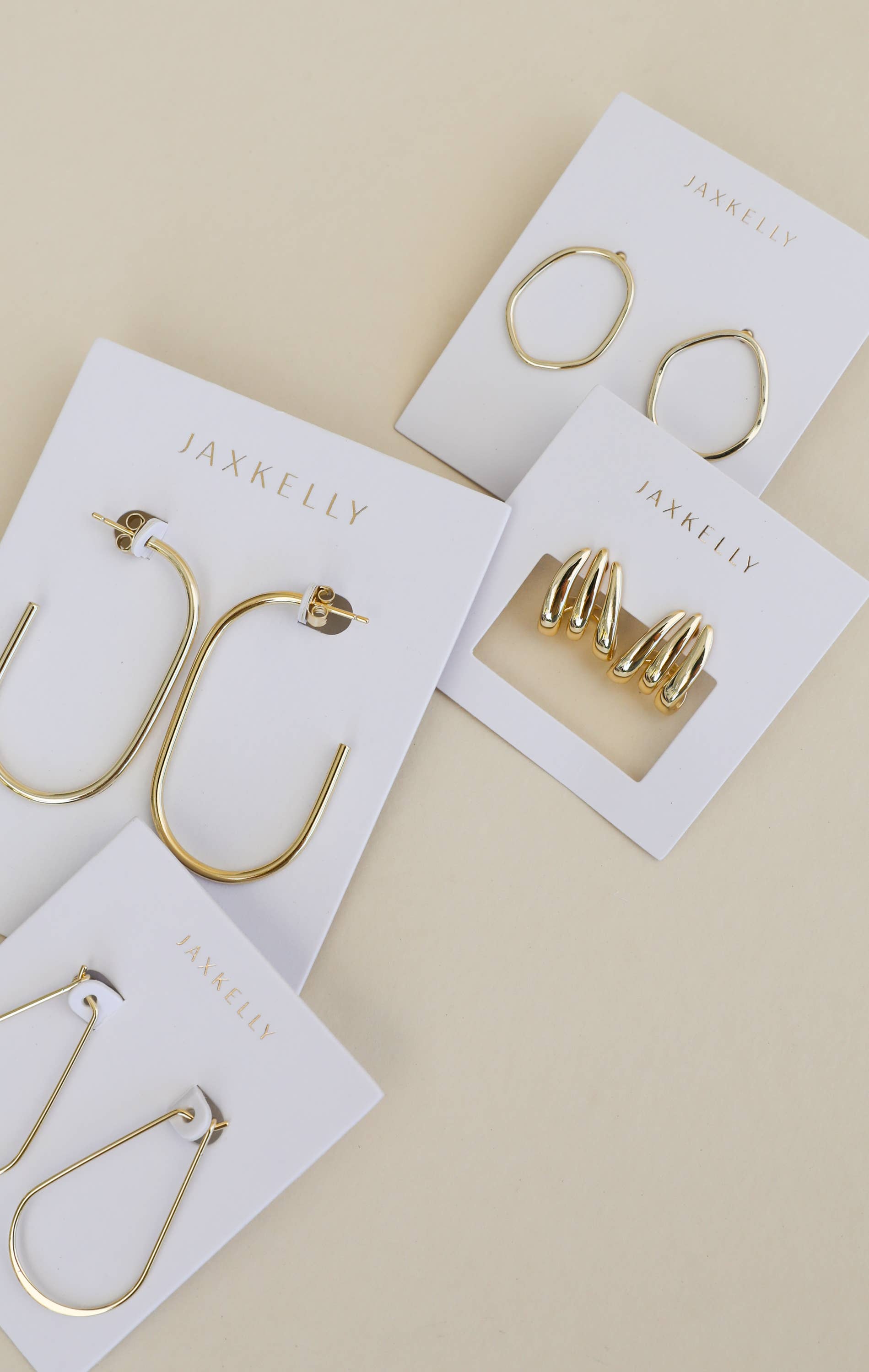 Gold Three Hoop Huggie - Earring
