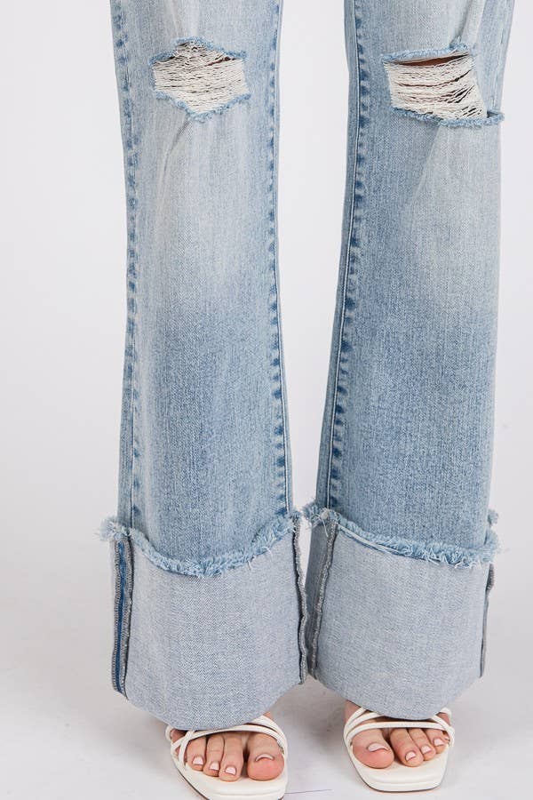 PETRA 153-LA HIGH RISE SUPER STRETCH WIDE FLARE W/ CUFFED HEM