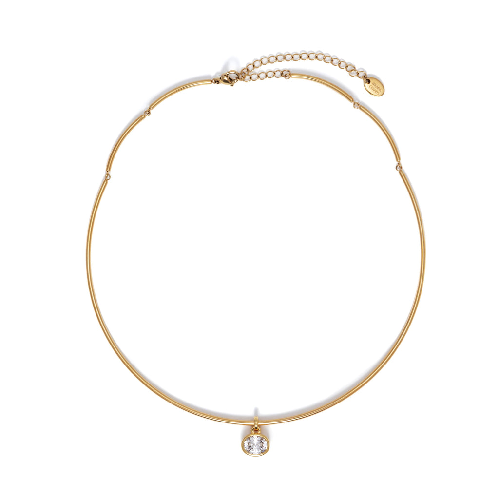 B. Grands 18K Gold Oval Crystal Collar Necklace