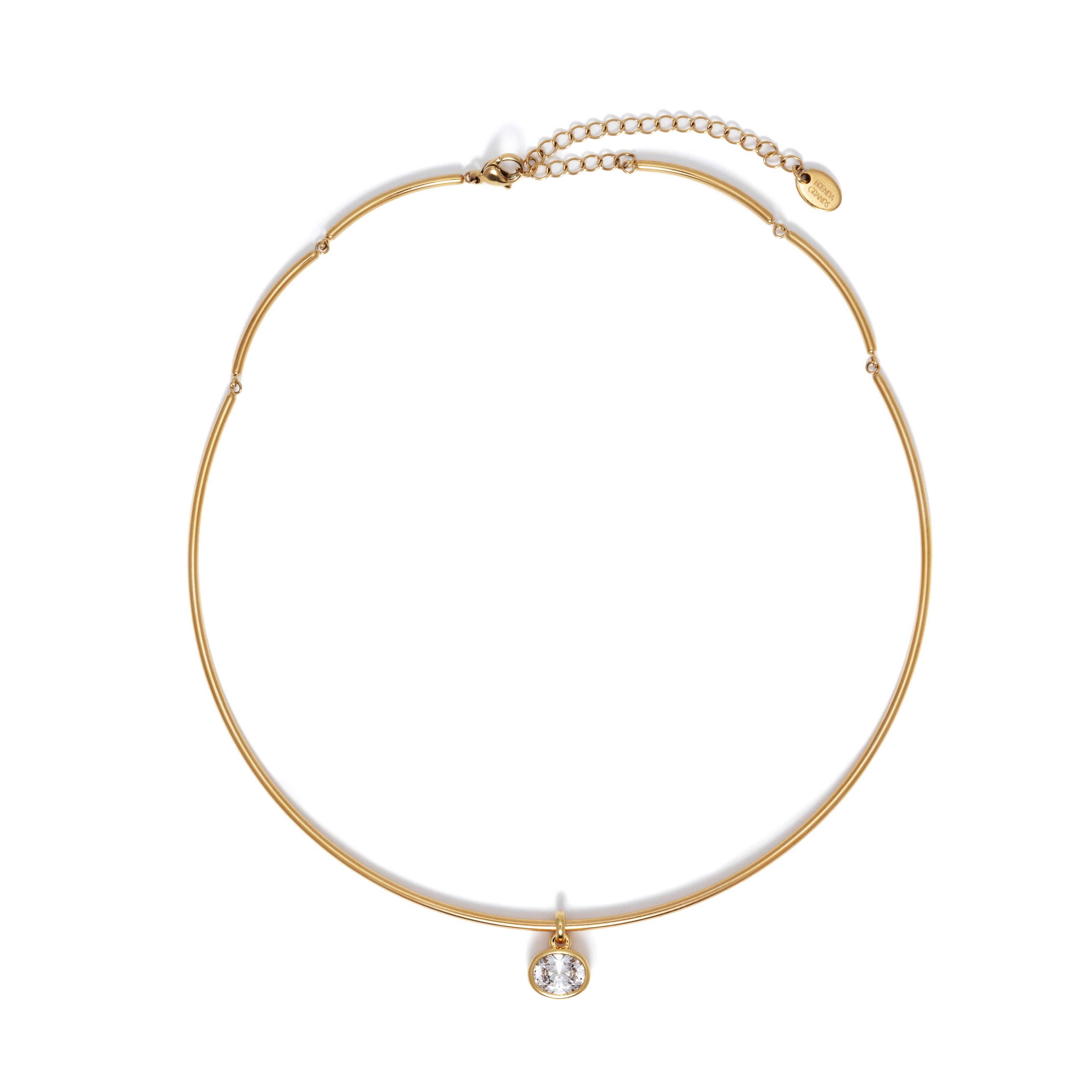 B. Grands 18K Gold Oval Crystal Collar Necklace