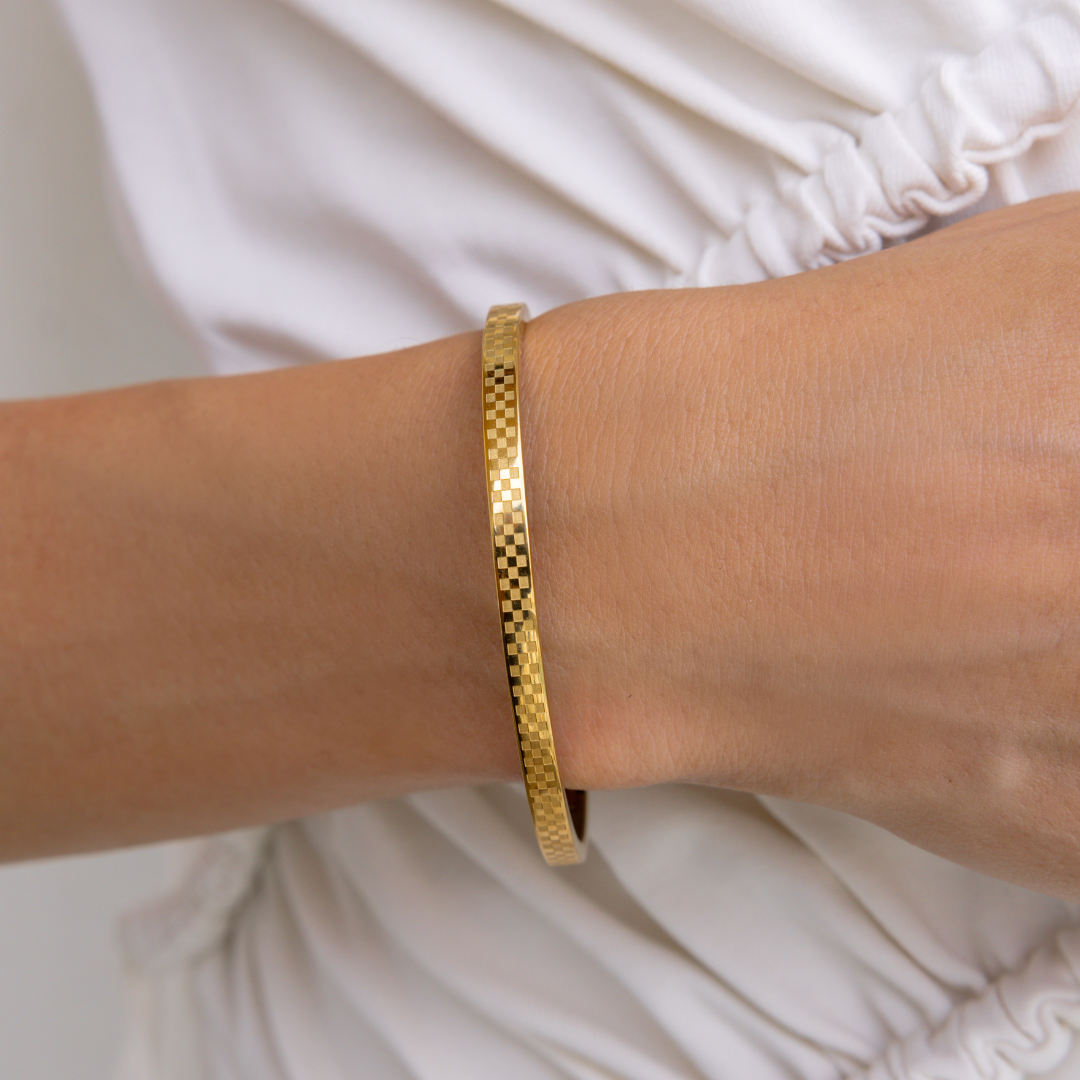 B. Grands Chess Waterproof Gold Bangle Bracelet