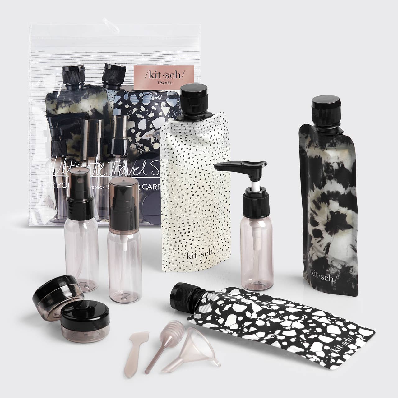 KITSCH Ultimate Travel 11pc Set - Black & Ivory