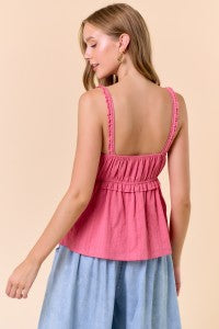 Polka Dot Striped Voile Ruffled Cami