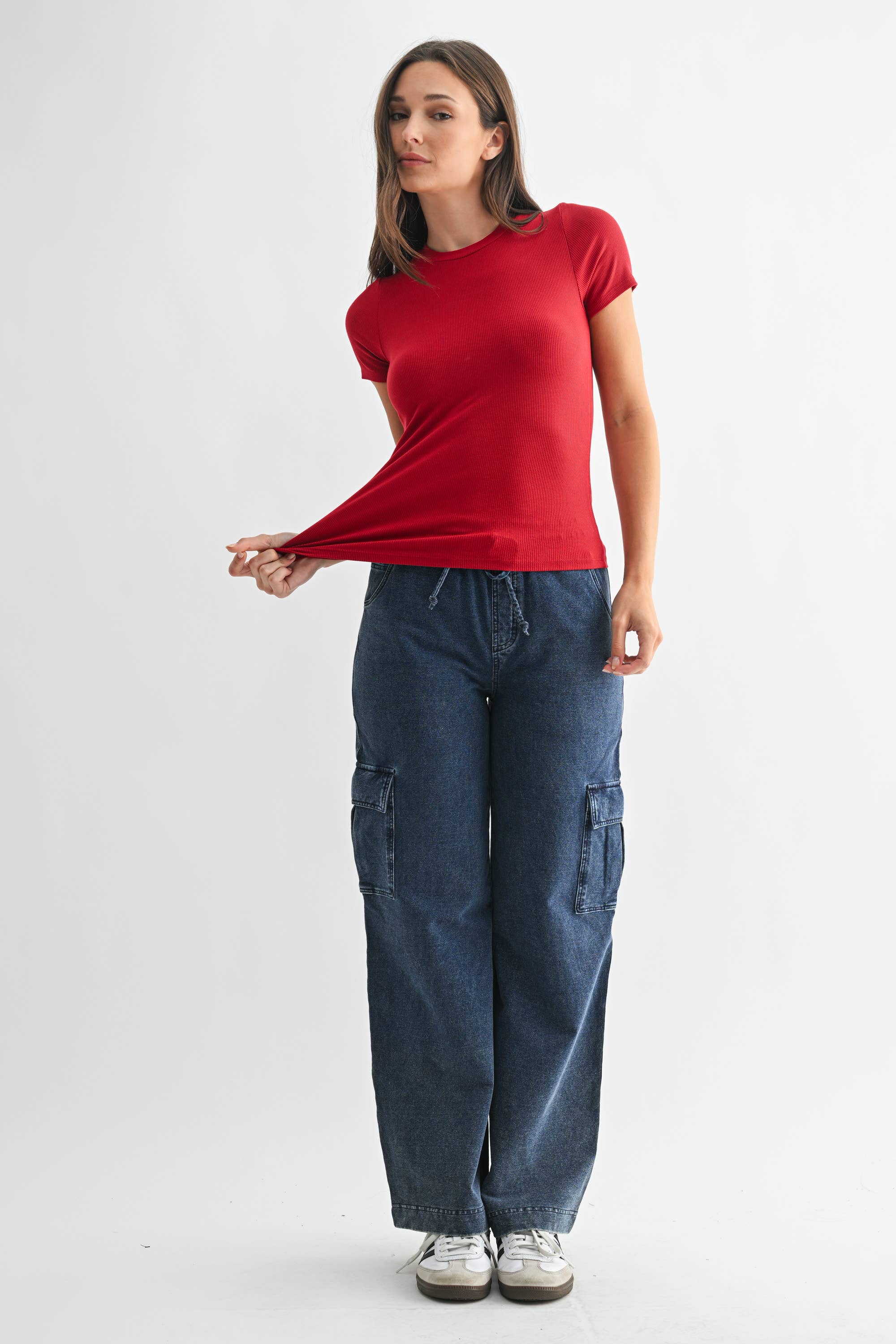 Essential Short-Sleeved Micro-Ribbed Athleisure Top