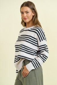 Black and Cream Striped Sweater
