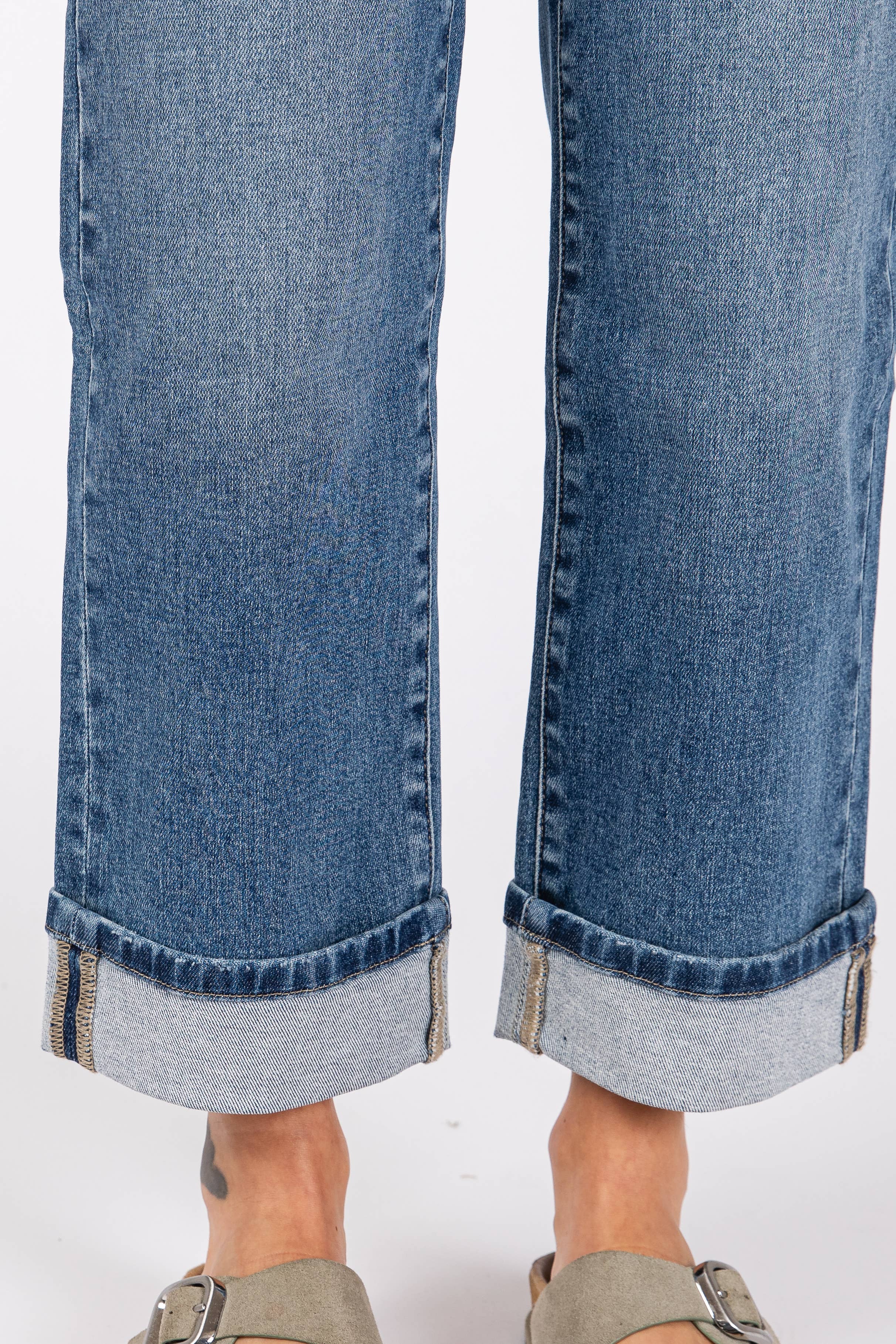 PETRA 153-HIGH RISE STRETCH RELAXED STRAIGHT W/ CUFFED HEM