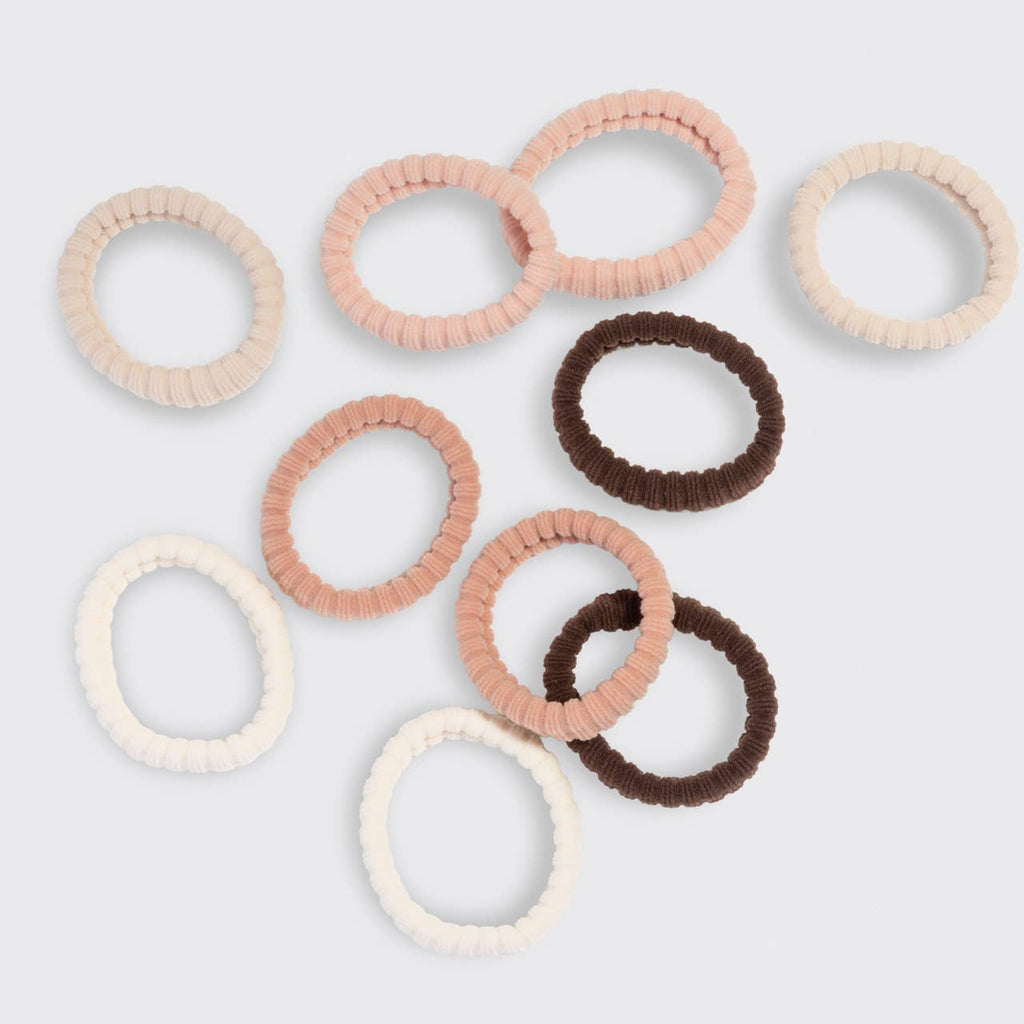Fabric Ribbed Hair Elastics 10pc Set - Blush
