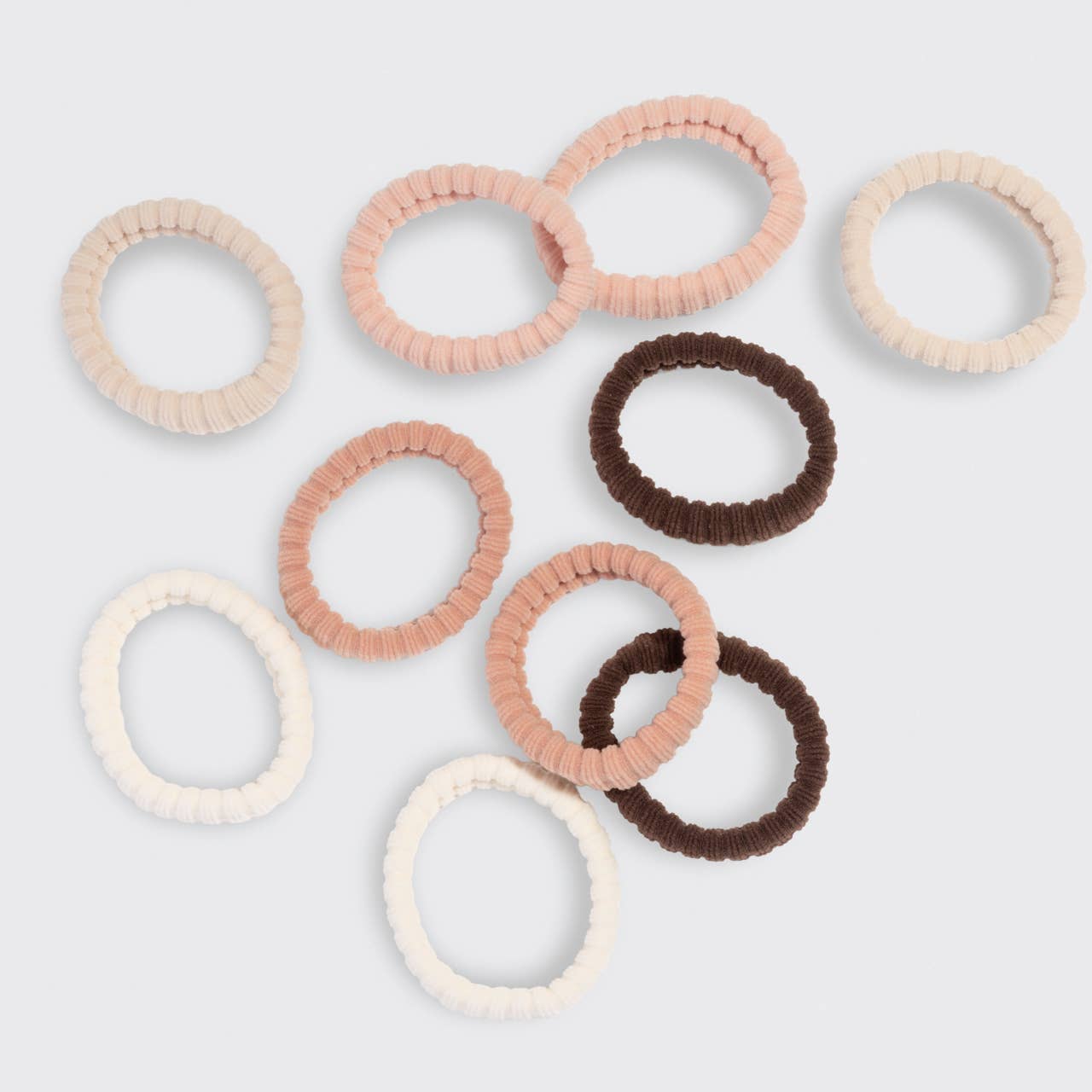Fabric Ribbed Hair Elastics 10pc Set - Blush