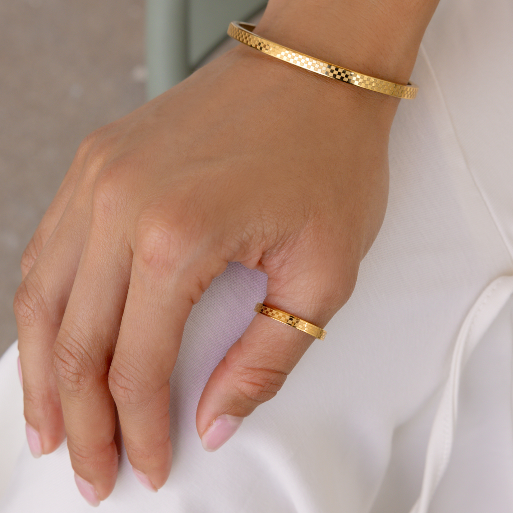 B. Grands Chess Waterproof Gold Bangle Bracelet