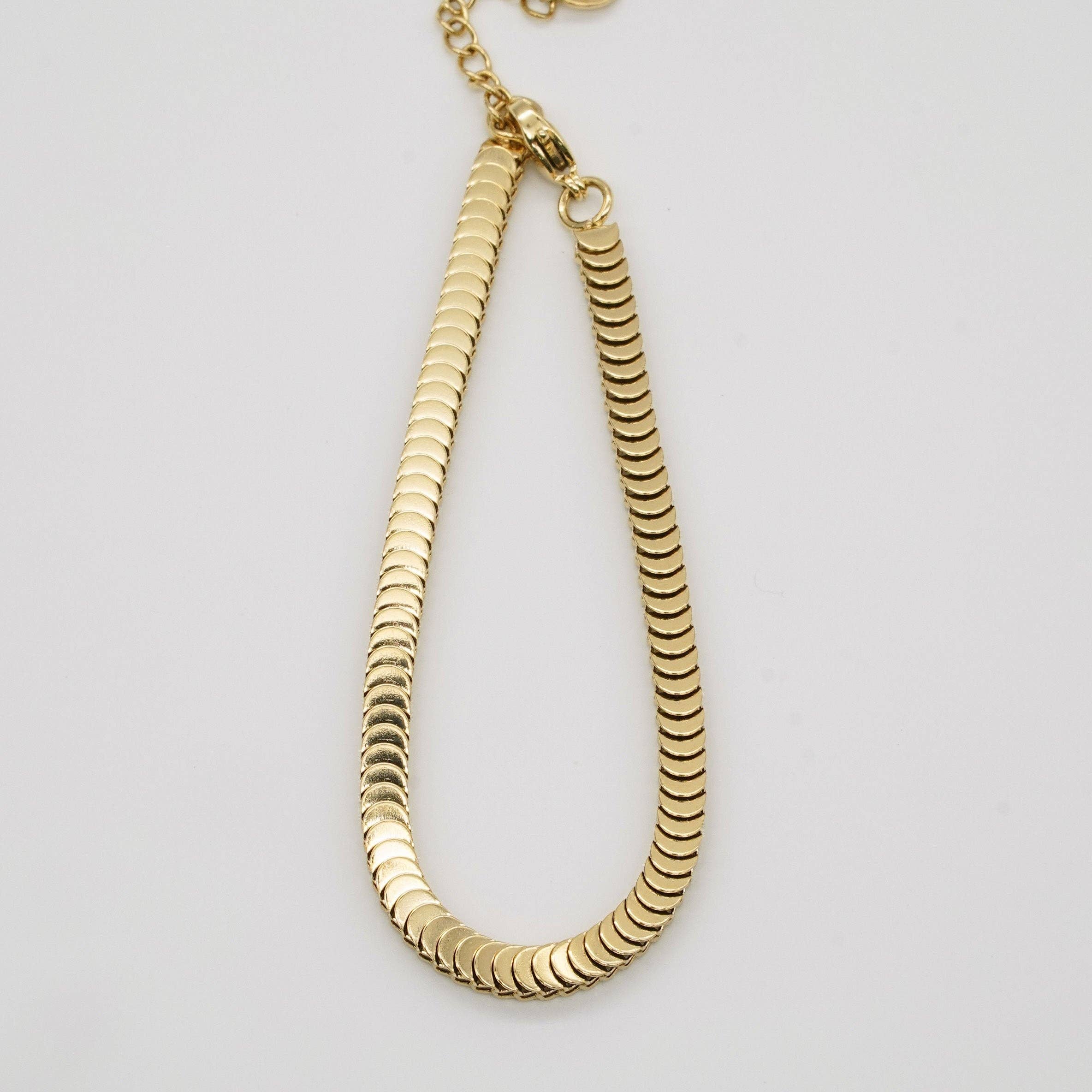 B. Grands Waterproof Gold Accordion Chain Bracelet