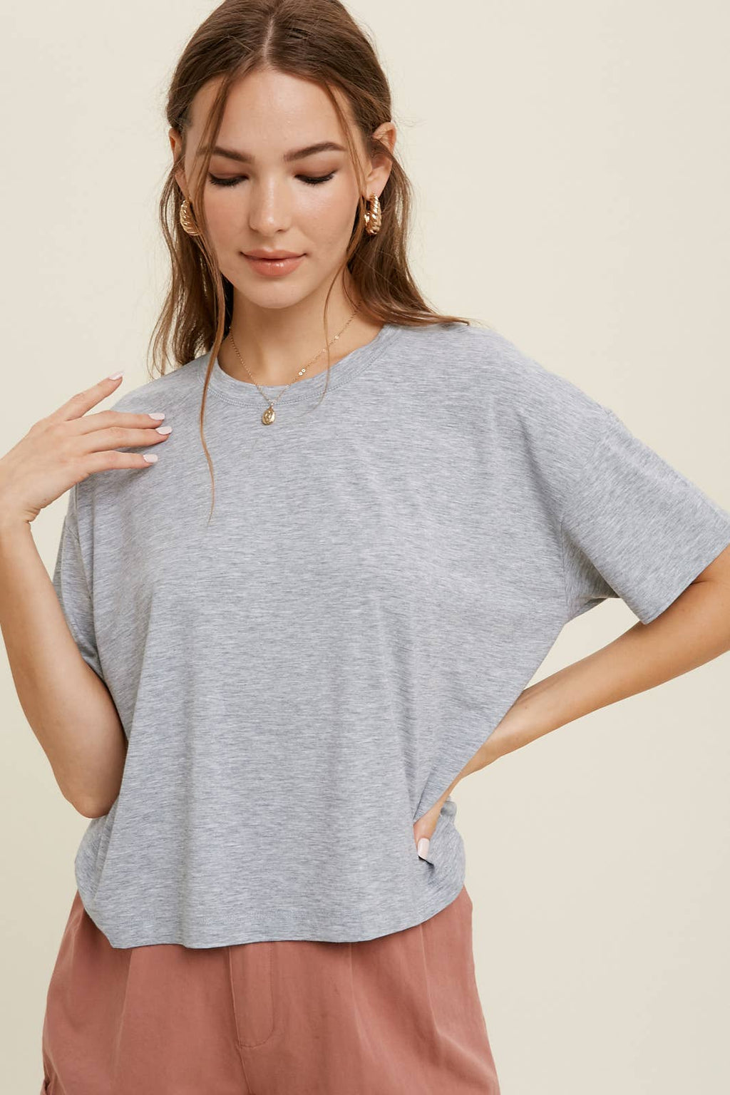 SLUB RELAXED CROP KNIT TOP