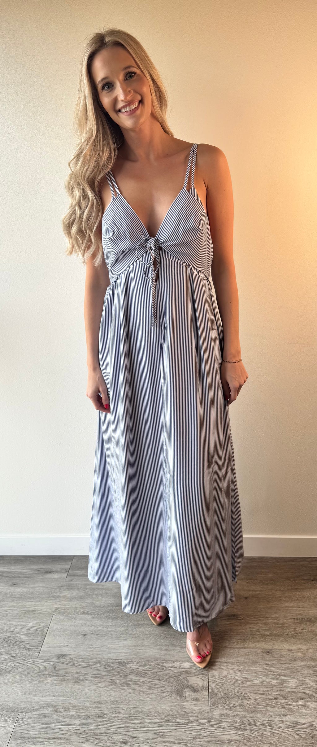 PINSTRIPE Slip Midi Dress