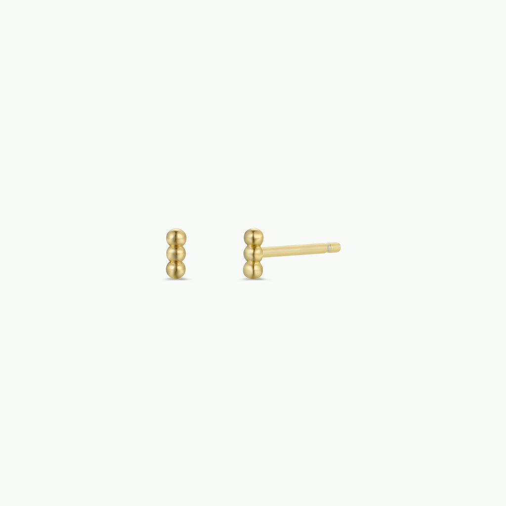 Petite 3 Ball Stud - Gold Earrings